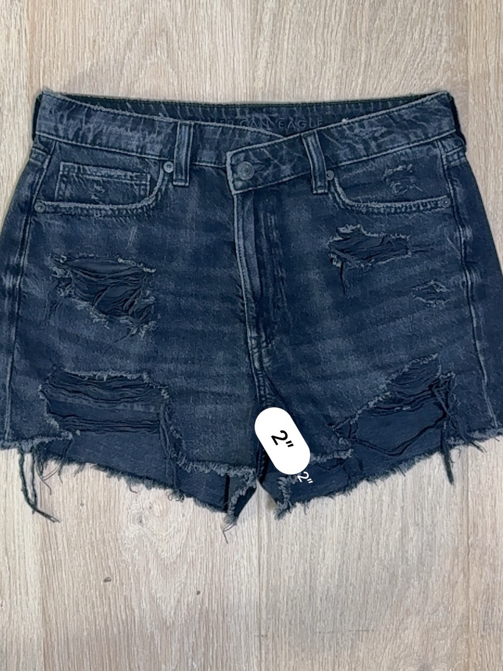 American Eagle Outfitters Black Denim Cutoff Shorts Women’s Size 6 - Picture 6 of 8
